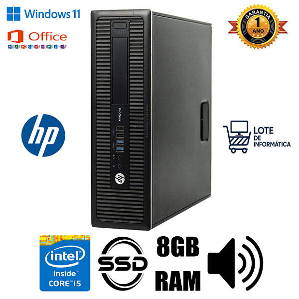 Computador HP Prodesk Core i5 3.50GHZ 8GB/SSD 256GB/SOM/DVD-RW 1 Ano de Garantia. Até 12x