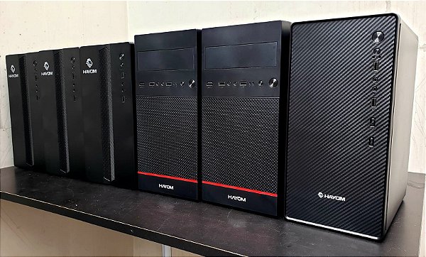 Lote 6 gabinetes novos na caixa com fonte Hayom.