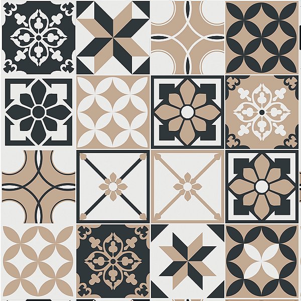 PAPEL DE PAREDE ADESIVO - AZULEJO CLÁSSICO BEGE - 0,48X3,00