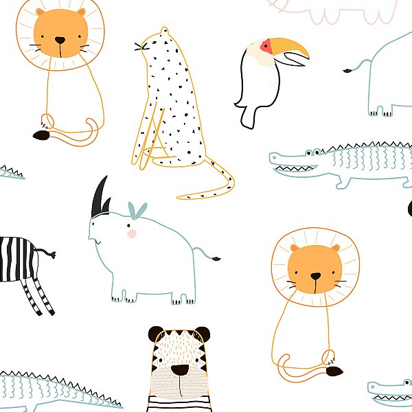 PAPEL DE PAREDE ADESIVO - INFANTIL BIXOS  - 0,48X3,00