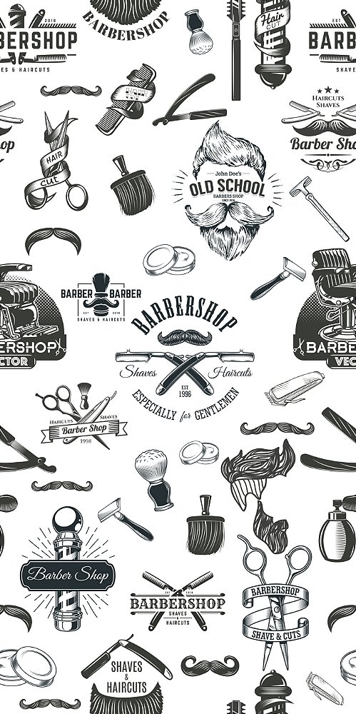 PAPEL DE PAREDE ADESIVO - CASUAL BARBER  - 0,48X3,00