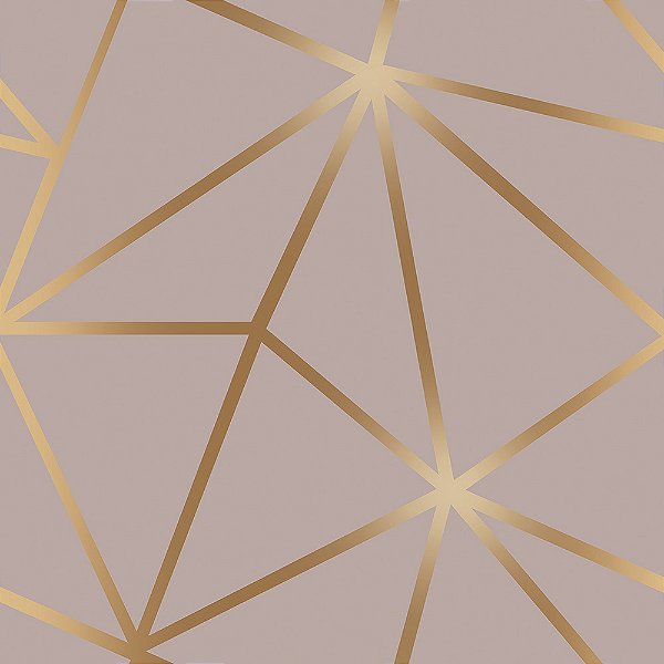 PAPEL DE PAREDE ADESIVO - GEOMÉTRICO - ROSA/ DOURADO  - 0,48X3,00