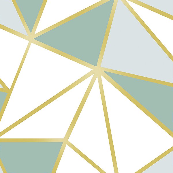 PAPEL DE PAREDE ADESIVO - GEOMÉTRICO - BRANCO/ VERDE - 0,48X3,00