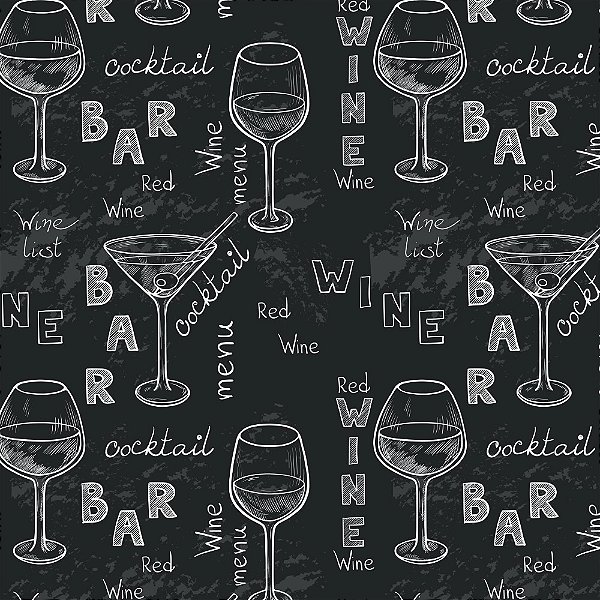 PAPEL DE PAREDE ADESIVO - GOURMET - TAÇA PRETO -  0,48X3,00