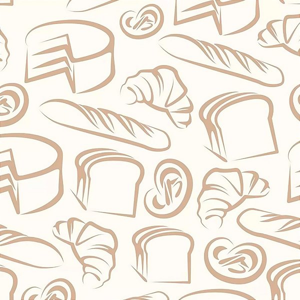 PAPEL DE PAREDE ADESIVO - GOURMET - PÃES-  0,48X3,00