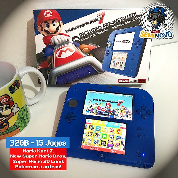 Nintendo 2DS Blue com 15 Jogos - 32GB
