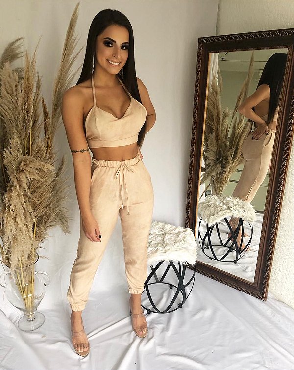 calça jogger nude