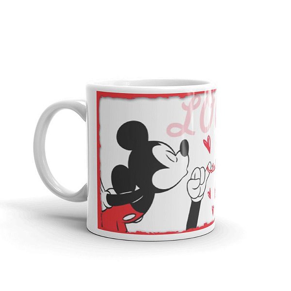 Caneca Mickey e Minie Dedinho