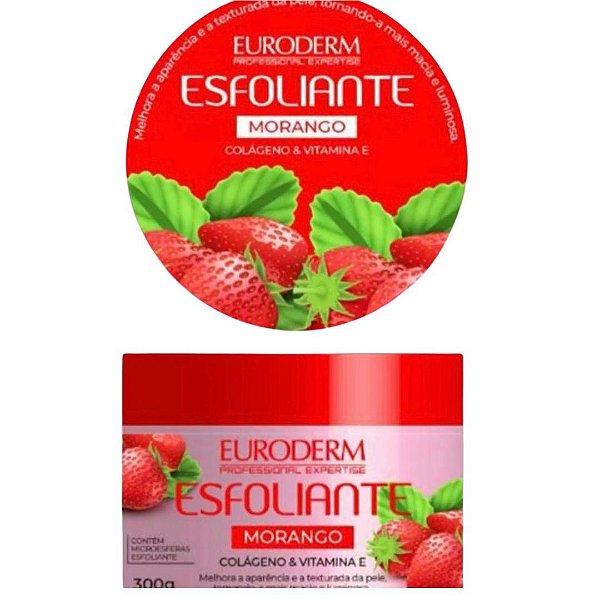 Creme Esfoliante de Morango Para Rosto e Corpo Hidrata Euroderm 300g