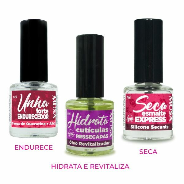 Tratamento Trio Nail Power - Cuidados Para Unhas - Fortalece, Hidrata e Seca - Musa