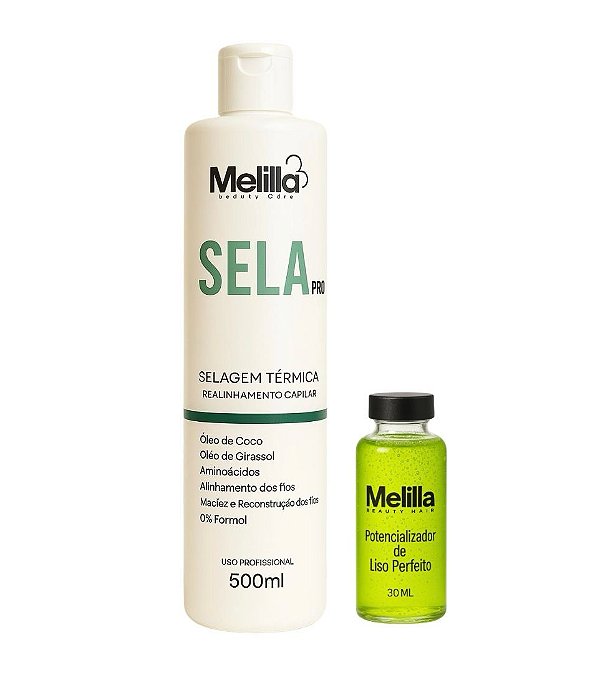 Kit Escova Progressiva Selagen Orgânica 500ml Melilla + Potencializador de Liso 30ml
