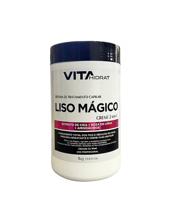 Creme Tratamento 2 em 1 Alinhamento Total dos Fios e Sem Frizz Liso Mágico Vita Hidrat 1kg