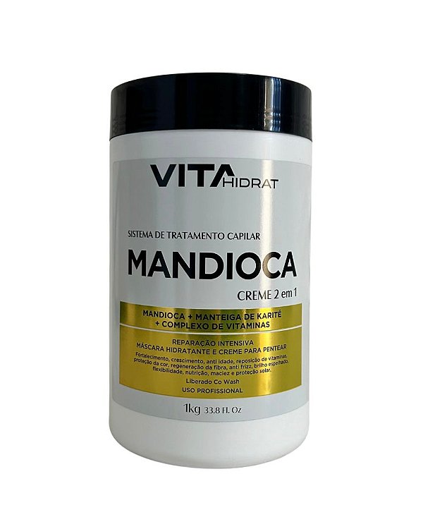 Creme 2 em 1 Para Reparação Intensiva e Crescimento dos Cabelos Mandioca Vita Hidrat 1kg