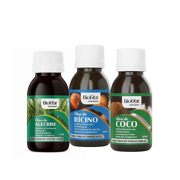 Kit Terapia Capilar Misturinha BioFlat Óleo de Coco + Rícino + Alecrim 60ml
