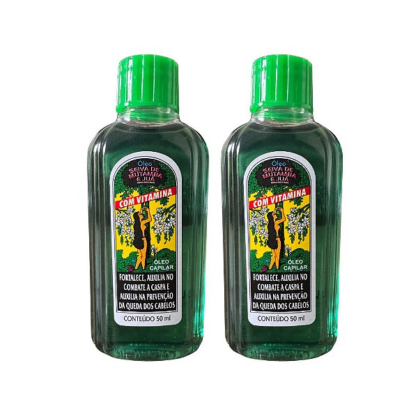 Kit 02 Unidades Óleo Seiva De Mutamba E Juá Com Vitamina 50ml Combate a Caspa, Previne a Queda