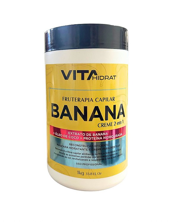 Creme 2 em 1 Para Cabelos Quebradiços e Com Frizz Banana Vita Hidrat 1kg