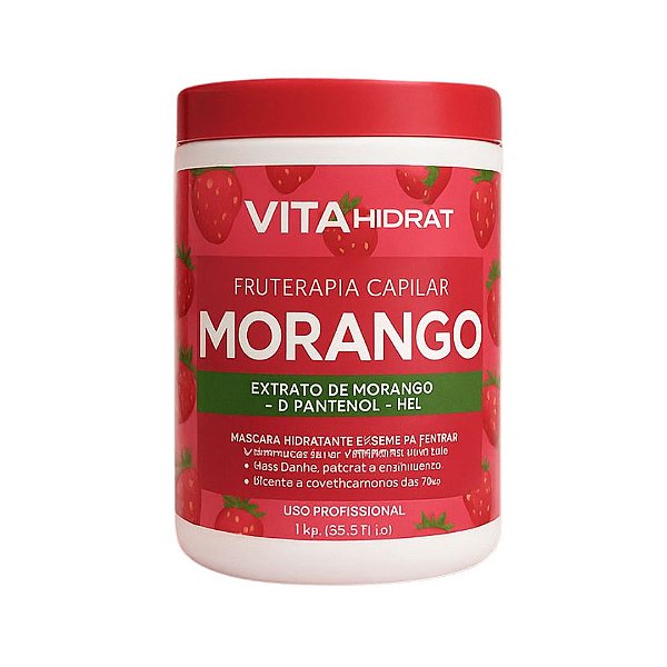 Creme Para Cabelos Secos e Rebeldes 2 em 1 Morango Vita Hidrat 1kg