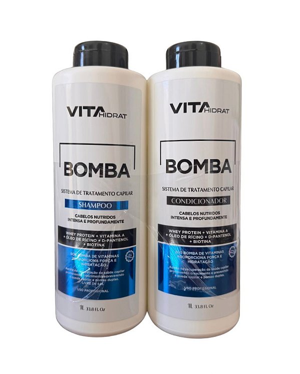 Kit Tratamento Previne a Queda Shampoo e Condicionador Bomba Vita Hidrat 1L