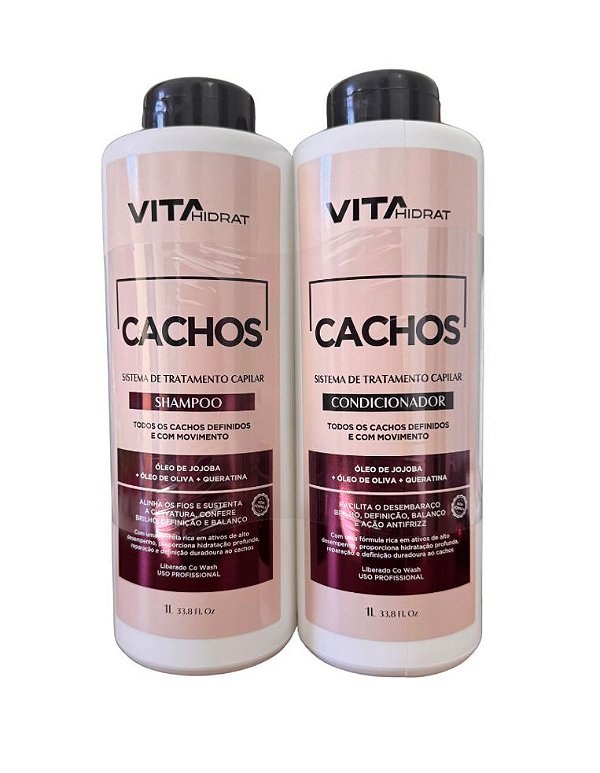 Kit Shampoo e Condicionador Cachos Definidos e Com Movimento Vita Hidrat 1L