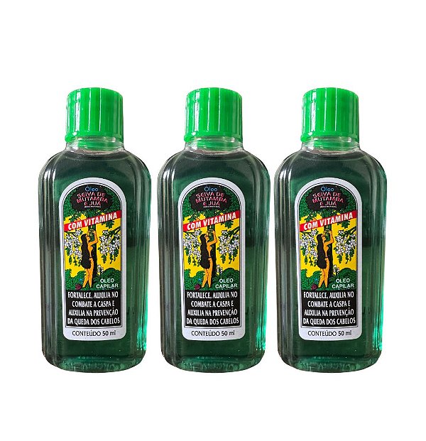 Kit 03 Óleo Seiva De Mutamba E Juá 50ml Com Vitamina Previne a Queda dos Cabelos