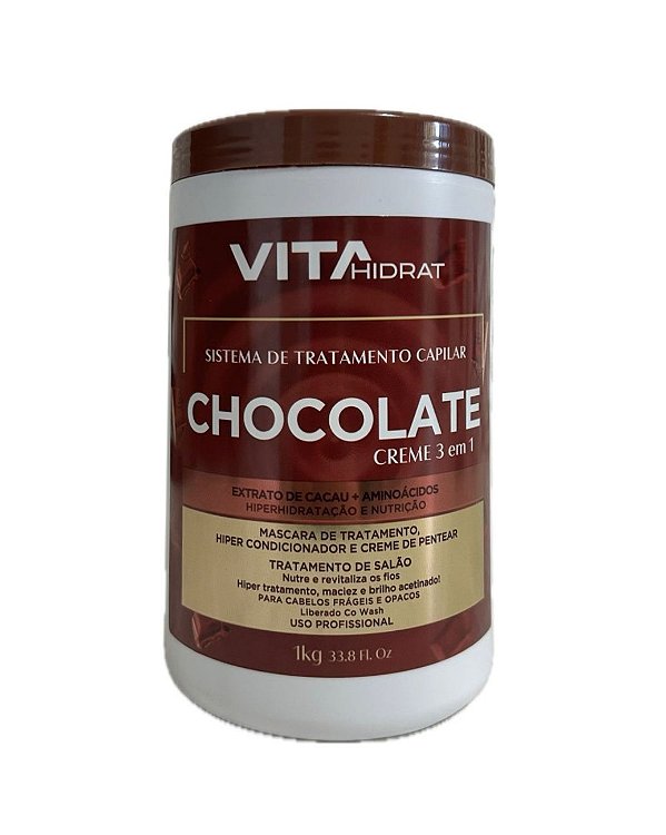 Creme Para Um Super Tratamento 3 em 1 Para Cabelos Frágeis e Opacos Chocolate Vita Hidrat 1kg