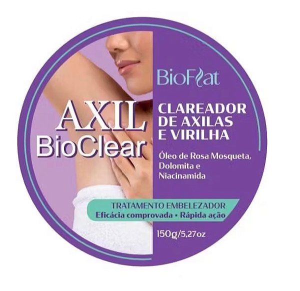 Clareador de Virilha e Axila Axilclear 150g Axilas e Virilhas Escuras Nunca Mais BioFlat