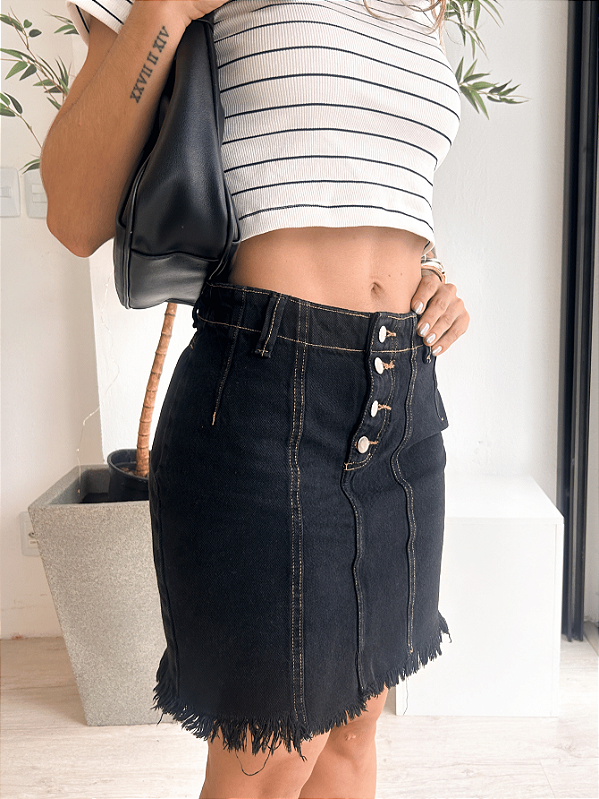 Saia Jeans Kika Preta