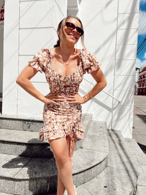 Cropped Manga Princesa Viscose Estampado Poli Nude @usemika Feminina