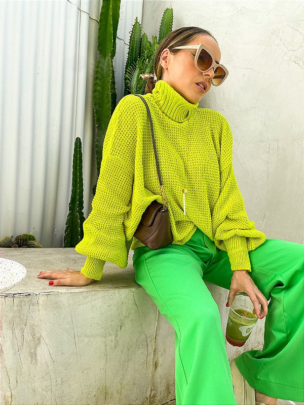 Tricot Manga Bufante Kátia Verde Lima @usemika Feminina
