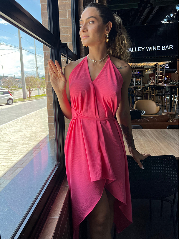 Vestido rosa neon best sale curto