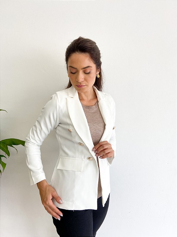 Blazer Alfaiataria Com Botões Dourados Fernanda @usemika Feminino