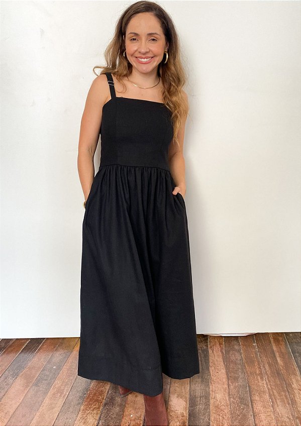 Vestido Midi Linho De Alça Dolores @usemika Feminino