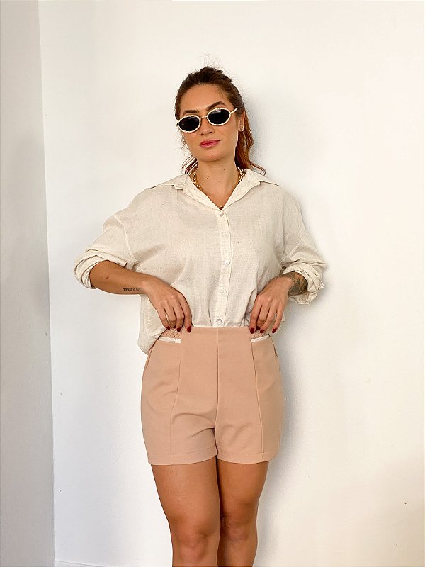 Short Crepe Com Detalhes Em Tranças Amanda @usemika Feminino
