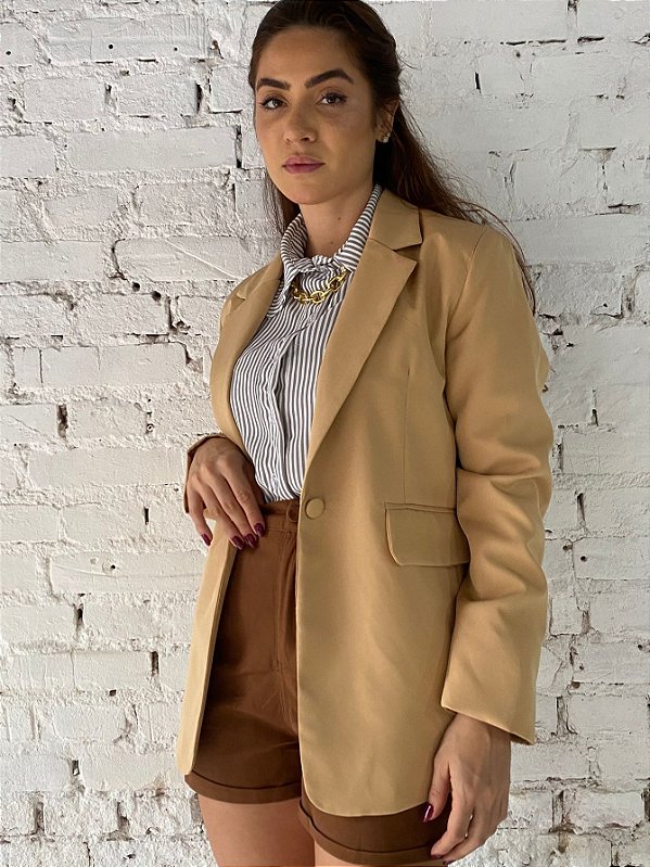 Blazer Alfaiataria Botão Forrado Emilia @usemika Feminino
