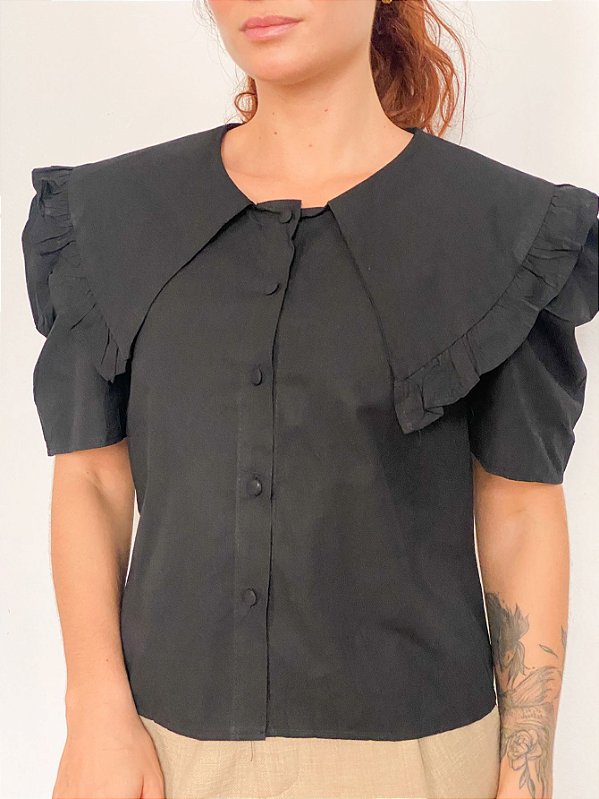 Camisa Tricoline Gola Diferenciada Bianca @usemika Feminino