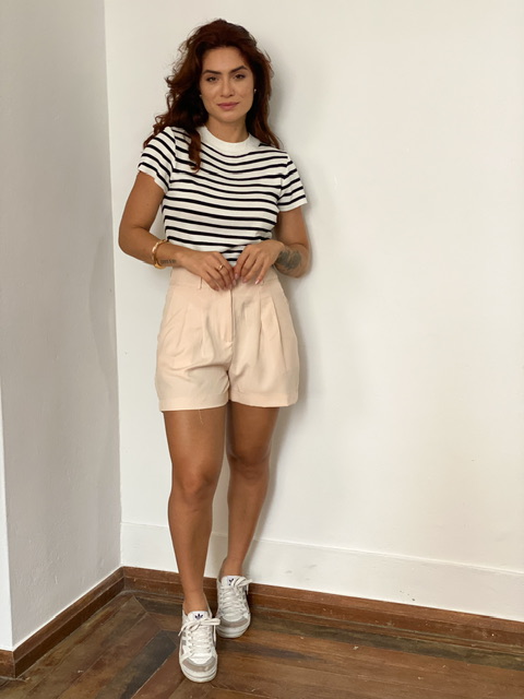 Short Alfaiataria Com Pregas Bianca @usemika Feminino