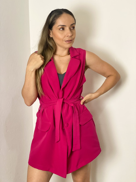 Colete Alfaiataria Alongado Com Bolso Frontal Vitoria @usemika Feminino