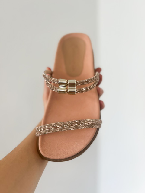 Sandalia Papete Com Tiras e Stras Catarina @usemika Feminino