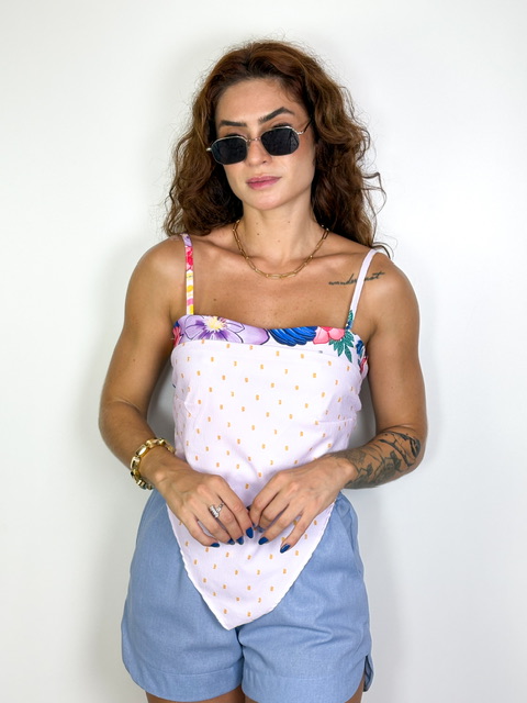 Blusa Cropped Crepe De Amarração Estampado Nicole @usemika Feminino