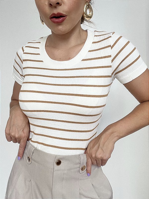 Blusa Poliamida Listrada Melina @usemika Feminino