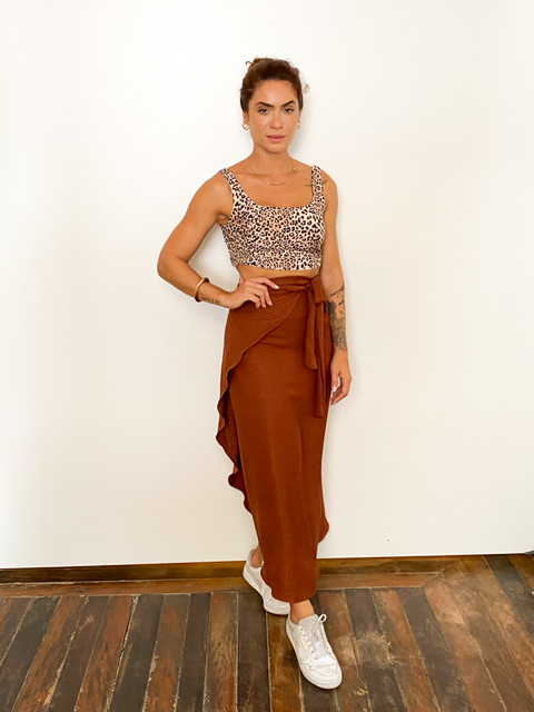 Saia Duna Sarjada Envelope Celina @usemika Feminino