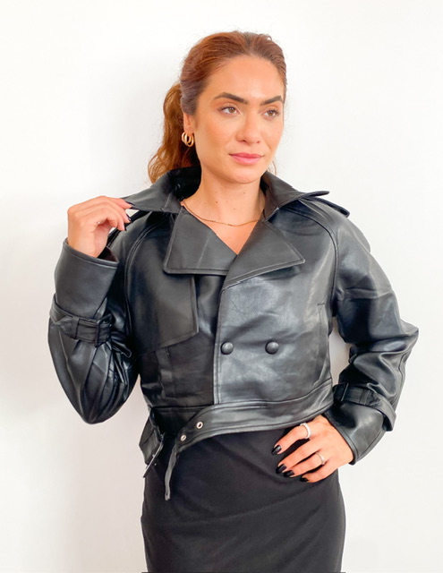 Jaqueta Courino Botões Forrados Samara @usemika Feminino