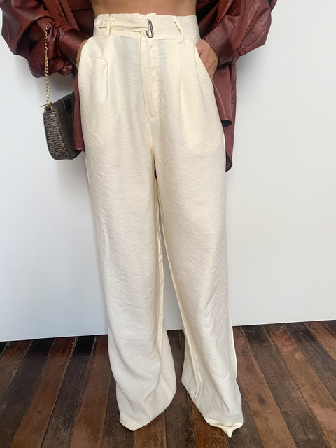 Calça Alfaiataria  Marant Wide Leg Com Detalhe No Cós Jessica @usemika Feminino