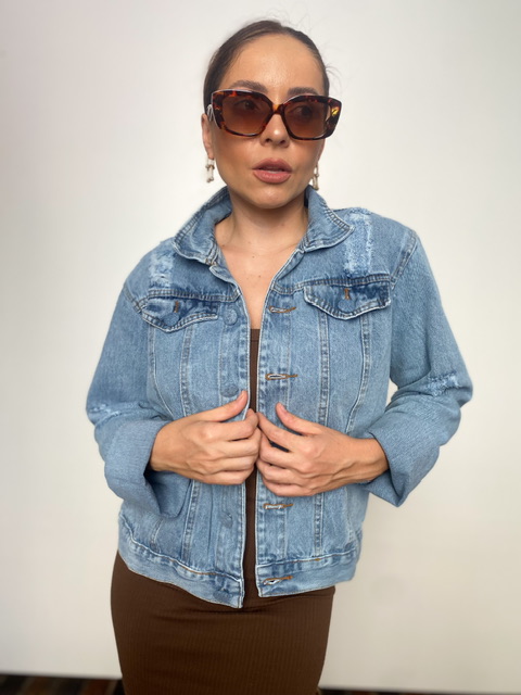 Jaqueta Jeans Oversized Destroyed Brenda @usemika Feminino
