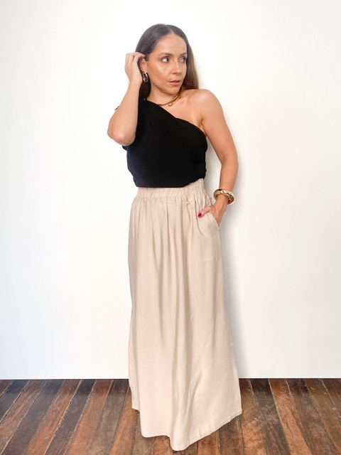 Saia Marant Com Elastico e Fenda Lateral Luna @usemika Feminino