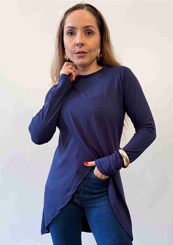 Blusa Viscolycra Transpassada Alongada Martina @usemika Feminino