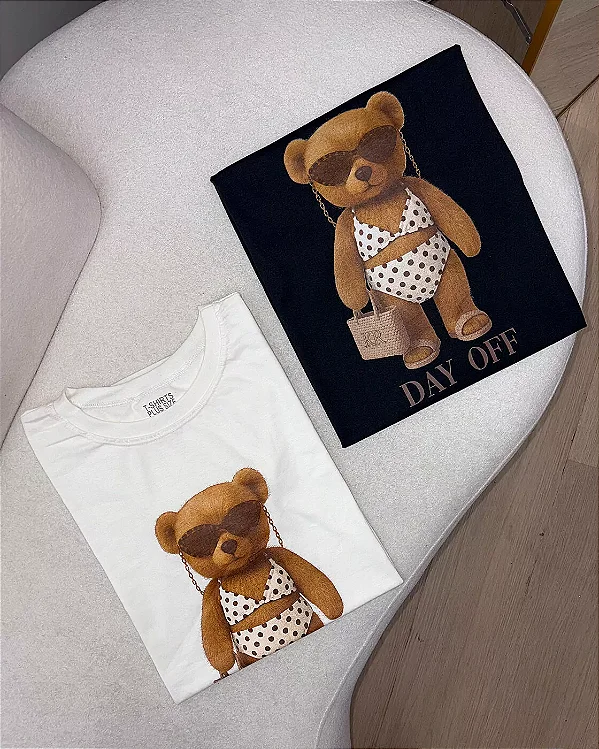 Tshirt Baby Look Meia Malha Urso De Biquini Isadora @usemika Feminino