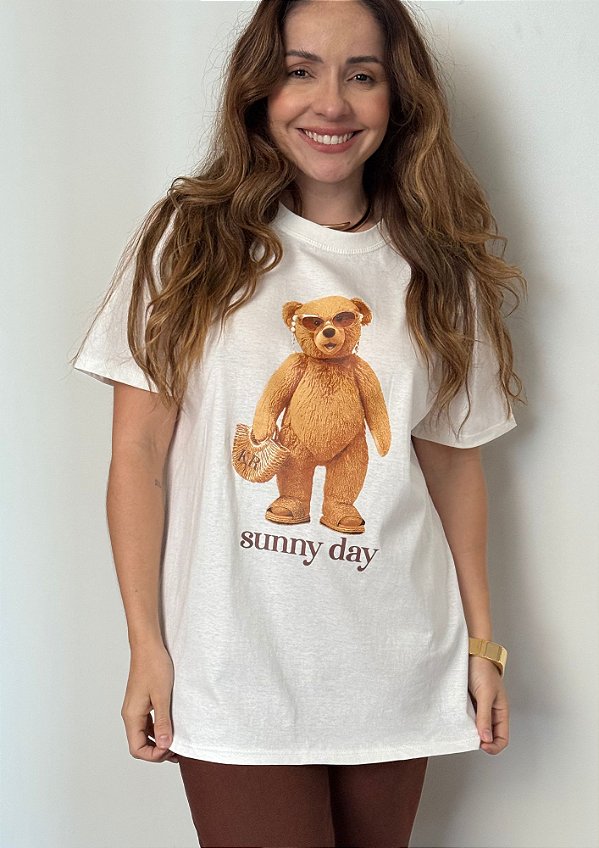 Tshirt Meia Malha Urso de Óculos Natalia @usemika Feminino