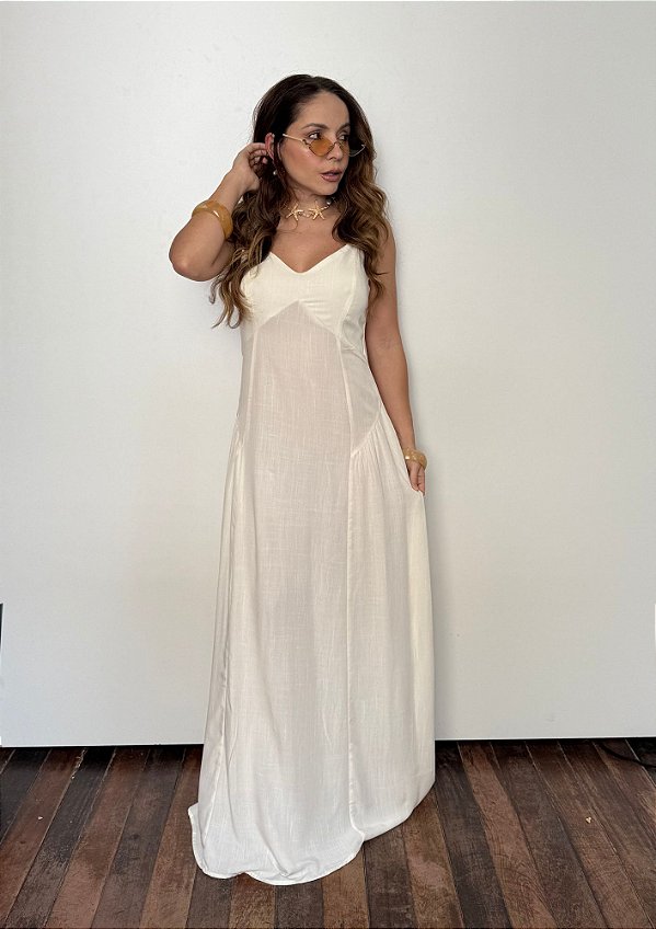 Vestido Viscolinho Midi De Alcinha Maisa @usemika Feminino