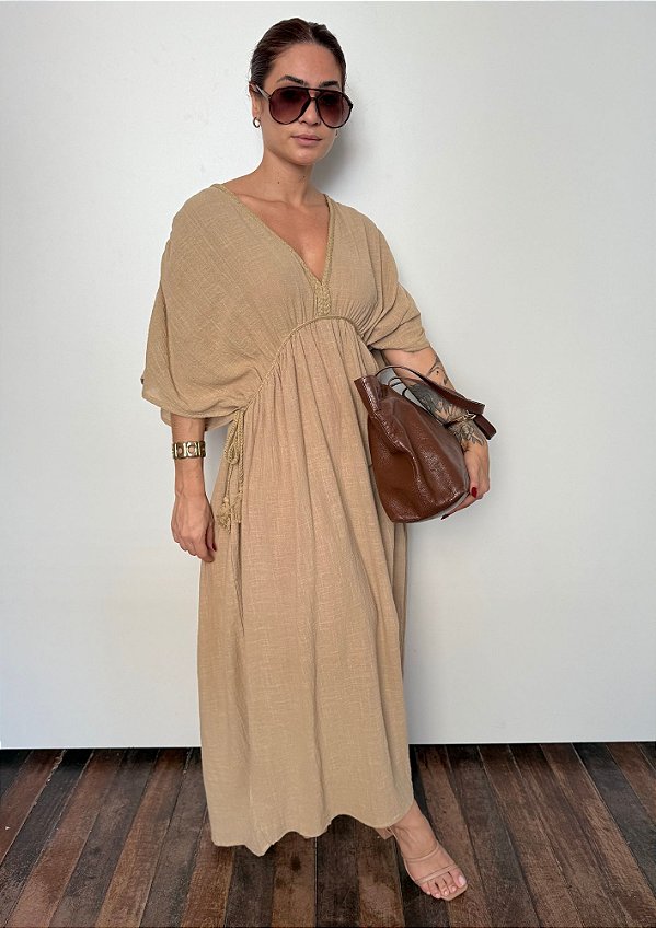 Vestido Viscolinho Amplo Com Detalhe Em Cordas Andressa @usemika Feminino